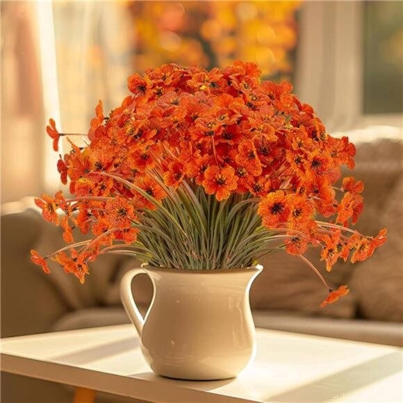 20 Bundles Artificial Fall Flowers Outdoor UV Resistant Fake Flowers No Fade - Picture 6 of 8